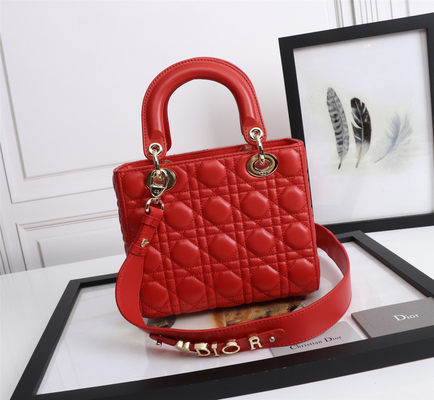 Túi đeo vai Lady Red Lambskin My Abcdior Dior Cannage D6806
