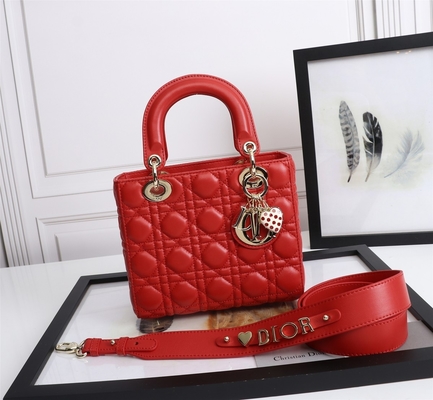 Túi đeo vai Lady Red Lambskin My Abcdior Dior Cannage D6806