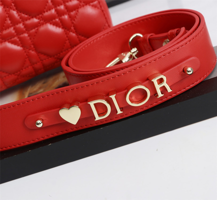 Túi đeo vai Lady Red Lambskin My Abcdior Dior Cannage D6806