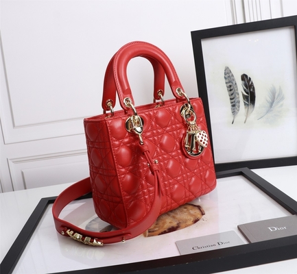Túi đeo vai Lady Red Lambskin My Abcdior Dior Cannage D6806