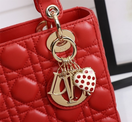 Túi đeo vai Lady Red Lambskin My Abcdior Dior Cannage D6806