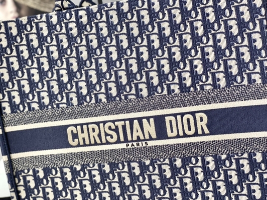 Dior Túi vải thêu xiên màu xanh hải quân Thương hiệu Christian Book Large