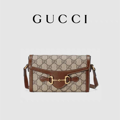 9.5oz GUCCI Horsebit 1955 Túi mini Ví nữ Màu be gỗ mun