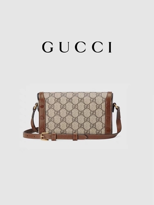 9.5oz GUCCI Horsebit 1955 Túi mini Ví nữ Màu be gỗ mun