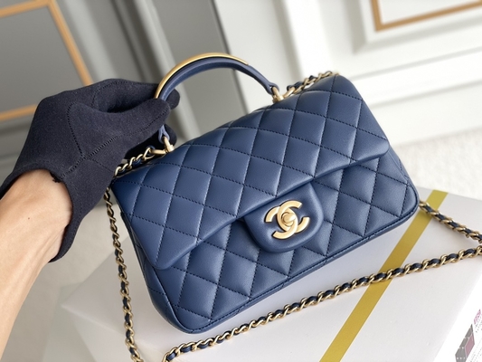 Caviar Chanel Mini Rectangular Caviar 2020 Da cừu sần &amp; Kim loại mạ vàng