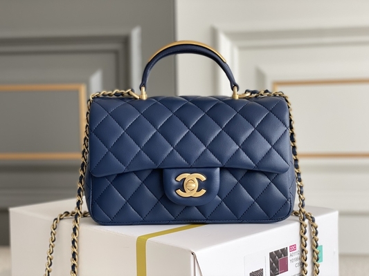 Caviar Chanel Mini Rectangular Caviar 2020 Da cừu sần &amp; Kim loại mạ vàng