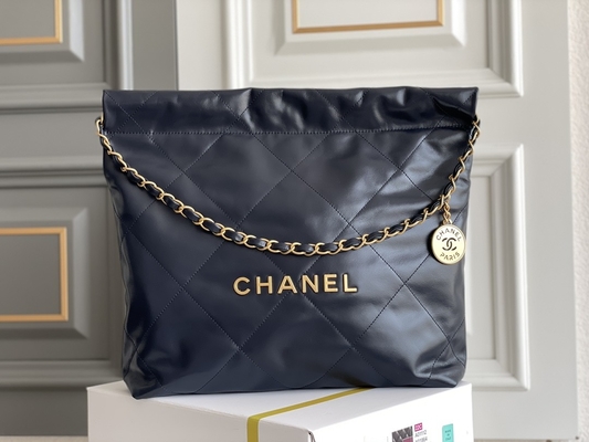 22S Calfskin Navy Túi xách nhỏ Chanel 22 &quot;Trash Bag&quot; ODM