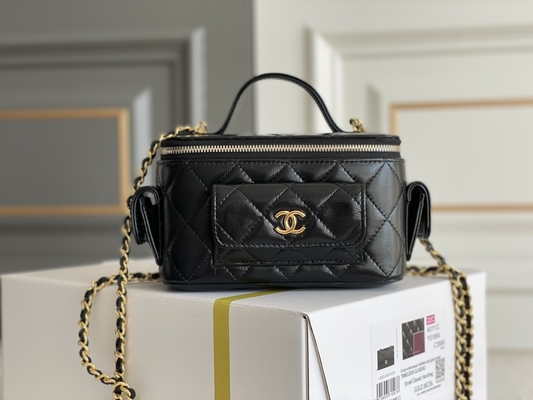 Túi da cừu tùy chỉnh hàng hiệu Chanel 22K Vanity Case Multi Pocket