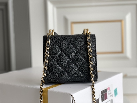 Túi Chanel 2way da hạt đôi màu vàng cổ điển AP3020