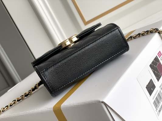 Túi Chanel 2way da hạt đôi màu vàng cổ điển AP3020