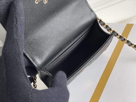Túi Chanel 2way da hạt đôi màu vàng cổ điển AP3020