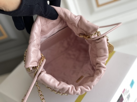Túi Xách Nữ Hàng Hiệu Chanel 22B MINI 22S Da Bê Hồng Trắng Đen Vàng