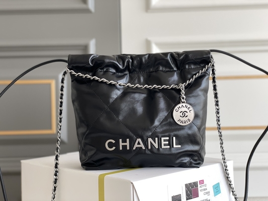 Túi Xách Nữ Hàng Hiệu Chanel 22B MINI 22S Da Bê Hồng Trắng Đen Vàng