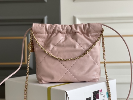Túi Xách Nữ Hàng Hiệu Chanel 22B MINI 22S Da Bê Hồng Trắng Đen Vàng