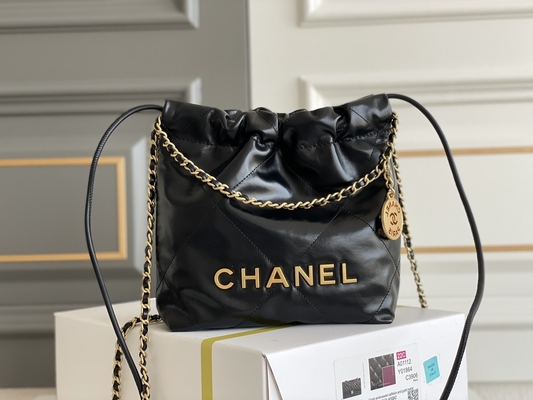 Túi Xách Nữ Hàng Hiệu Chanel 22B MINI 22S Da Bê Hồng Trắng Đen Vàng