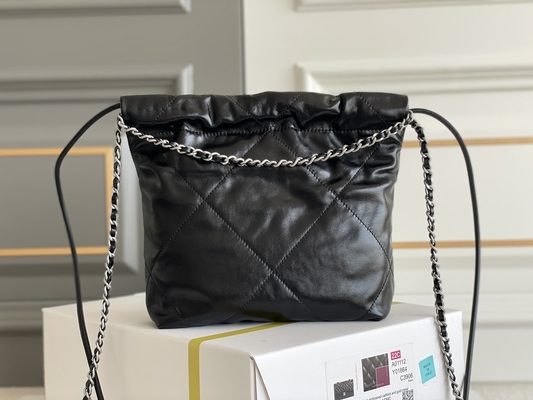 Túi Xách Nữ Hàng Hiệu Chanel 22B MINI 22S Da Bê Hồng Trắng Đen Vàng