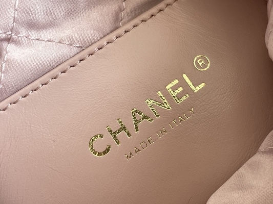Túi Xách Nữ Hàng Hiệu Chanel 22B MINI 22S Da Bê Hồng Trắng Đen Vàng