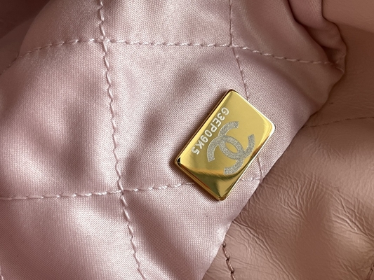 Túi Xách Nữ Hàng Hiệu Chanel 22B MINI 22S Da Bê Hồng Trắng Đen Vàng