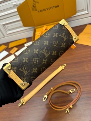 Brown Presbyopic Canvas Louis Vuitton LV Side Trunk Monogram PM Bag Vali