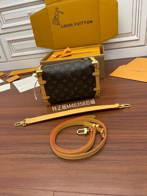 Brown Presbyopic Canvas Louis Vuitton LV Side Trunk Monogram PM Bag Vali