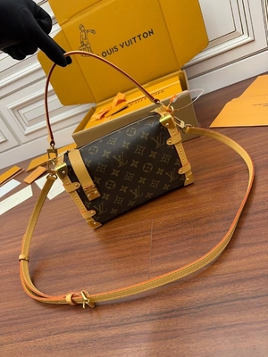 Brown Presbyopic Canvas Louis Vuitton LV Side Trunk Monogram PM Bag Vali