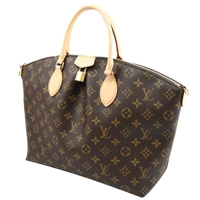 Túi tote vải bố in chữ lồng BoéTie MM M45987 Dark Coffee