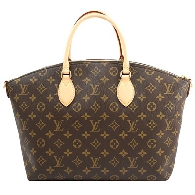 Túi tote vải bố in chữ lồng BoéTie MM M45987 Dark Coffee