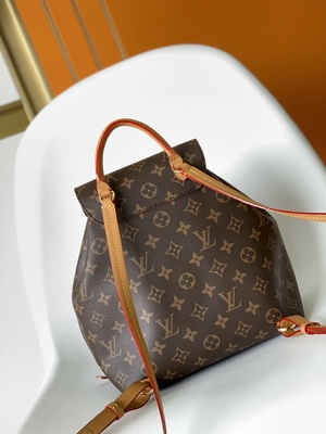 Ba lô Monogram Shadow Calf Leather LV Montsouris PM Charm Có thể tháo rời