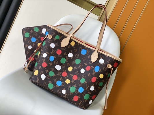 đen Túi LV X Yayoi Kusama Louis Vuitton Neverfull MM Monogram Nhiều màu
