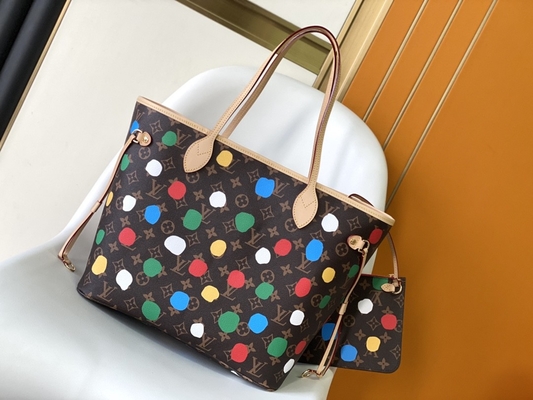 đen Túi LV X Yayoi Kusama Louis Vuitton Neverfull MM Monogram Nhiều màu