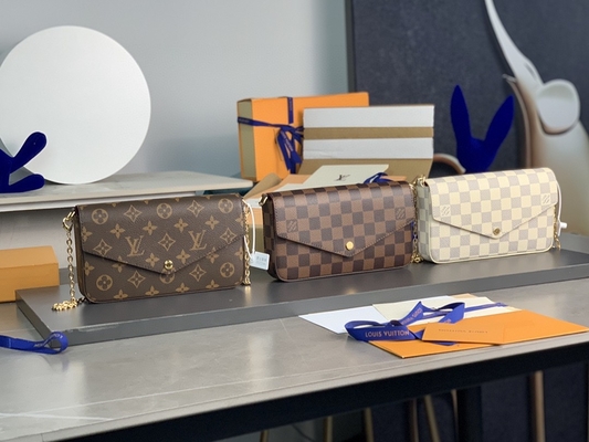 Ví mini LV Felicie Pochette Túi Monogram Fuchsia Lining