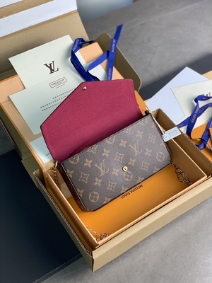 Ví mini LV Felicie Pochette Túi Monogram Fuchsia Lining