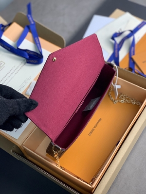 Ví mini LV Felicie Pochette Túi Monogram Fuchsia Lining