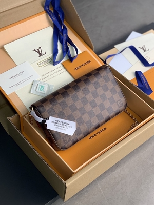 Ví mini LV Felicie Pochette Túi Monogram Fuchsia Lining