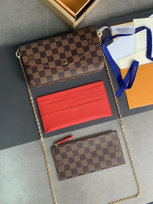 Ví mini LV Felicie Pochette Túi Monogram Fuchsia Lining