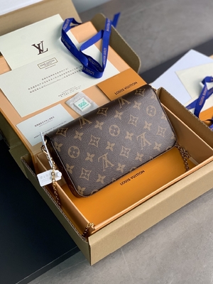 Ví mini LV Felicie Pochette Túi Monogram Fuchsia Lining