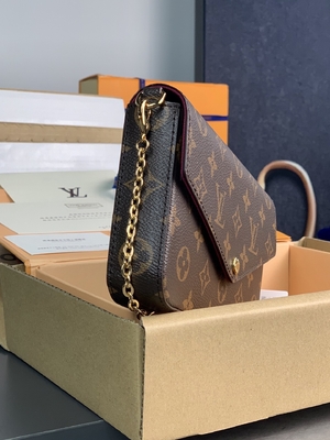 Ví mini LV Felicie Pochette Túi Monogram Fuchsia Lining