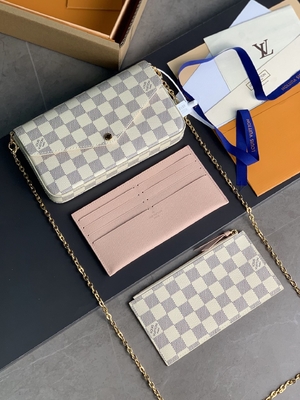 Ví mini LV Felicie Pochette Túi Monogram Fuchsia Lining