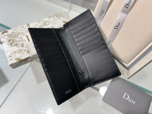 Đĩa CD dọc dập nổi Ví nam Christian Dior có khóa kéo kim cương