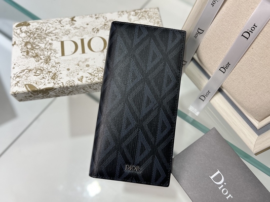 Đĩa CD dọc dập nổi Ví nam Christian Dior có khóa kéo kim cương