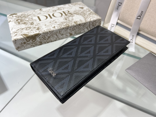 Đĩa CD dọc dập nổi Ví nam Christian Dior có khóa kéo kim cương