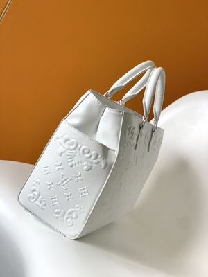 Túi hàng hiệu Monogram Preloved màu trắng Louis Vuitton Sac Plat Tote