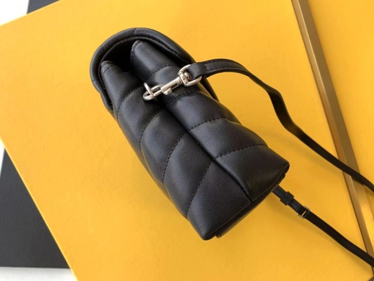 YSL Saint Laurent Ladies Cassandra Chain Shoulder Bag Vải cotton và da bê màu nâu caramel