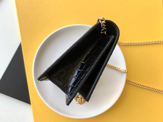 Túi YSL da bê màu đen Dây chuyền vàng Kate Tua nhỏ