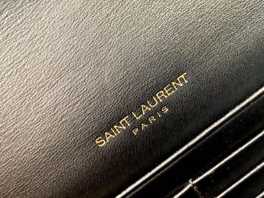 Túi YSL da bê màu đen Dây chuyền vàng Kate Tua nhỏ