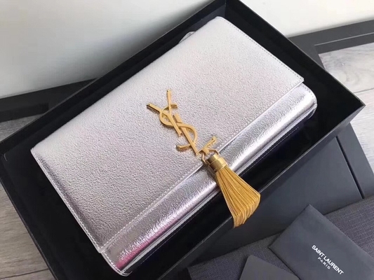 Dây đeo có thể điều chỉnh Túi Polyester Saint Laurent YSL Woc có khóa kéo màu bạc