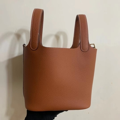 Túi xách nữ hàng hiệu Hermes Jaune Ambre Picotin Lock PM Clemence Leather Soleil