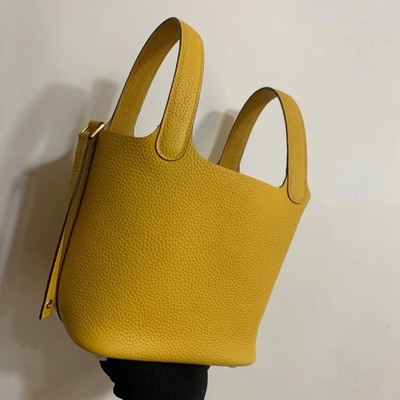 Túi xách nữ hàng hiệu Hermes Jaune Ambre Picotin Lock PM Clemence Leather Soleil
