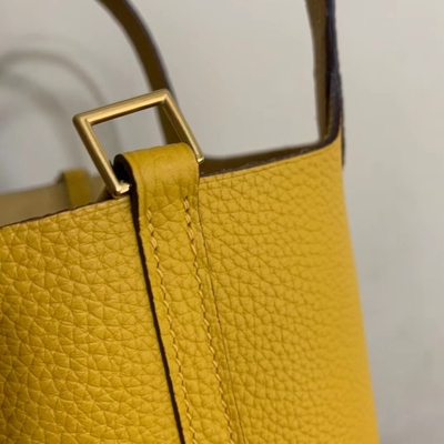 Túi xách nữ hàng hiệu Hermes Jaune Ambre Picotin Lock PM Clemence Leather Soleil
