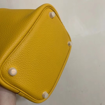 Túi xách nữ hàng hiệu Hermes Jaune Ambre Picotin Lock PM Clemence Leather Soleil